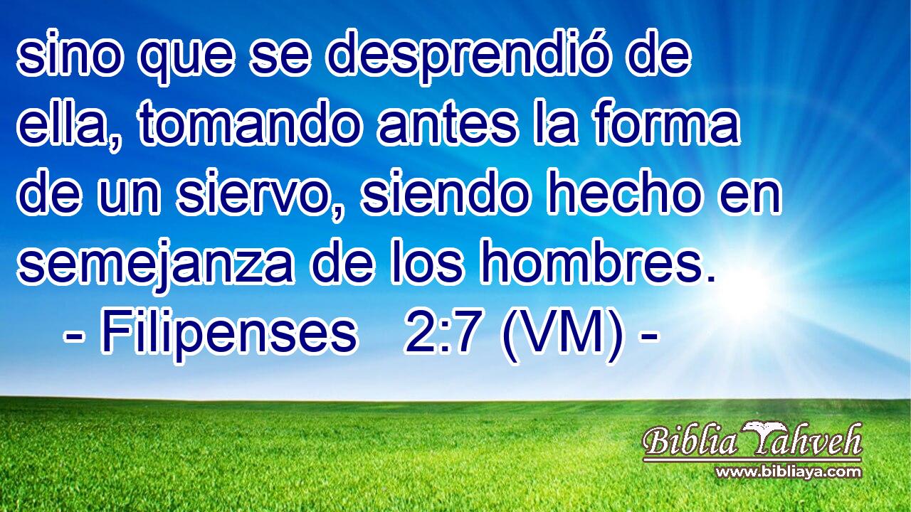 sino que se desprendió de ella, tomando antes la forma de un siervo, siendo hecho en semejanza de los hombres. 