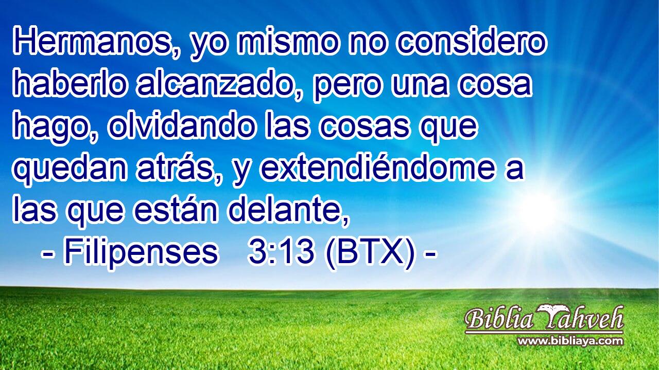 Hermanos, yo mismo no considero haberlo alcanzado, pero una cosa hago, olvidando las cosas que quedan atrás, y extendiéndome a las que están delante,