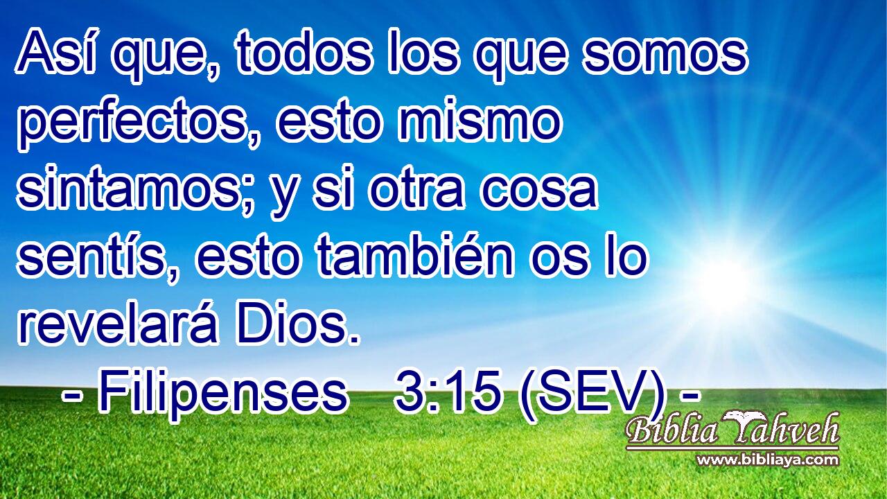 Así que, todos los que somos perfectos, esto mismo sintamos; y si otra cosa sentís, esto también os lo revelará Dios.