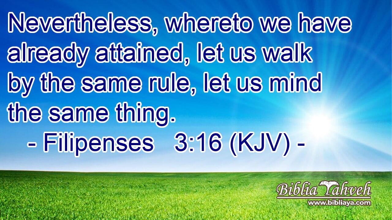 Nevertheless, whereto we have already attained, let us walk by the same rule, let us mind the same thing.