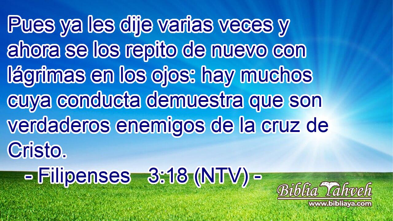 Pues ya les dije varias veces y ahora se los repito de nuevo con lágrimas en los ojos: hay muchos cuya conducta demuestra que son verdaderos enemigos de la cruz de Cristo.