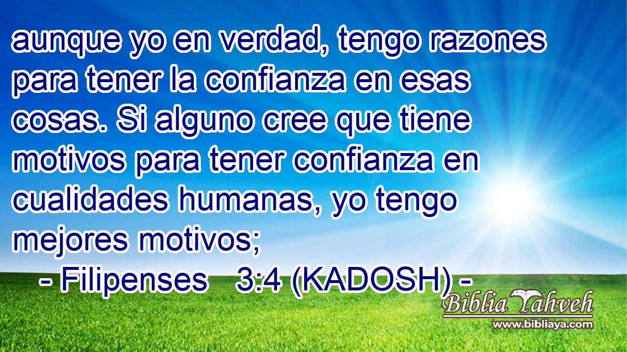  aunque yo en verdad, tengo razones para tener la confianza en esas cosas. Si alguno cree que tiene motivos para tener confianza en cualidades humanas, yo tengo mejores motivos; 