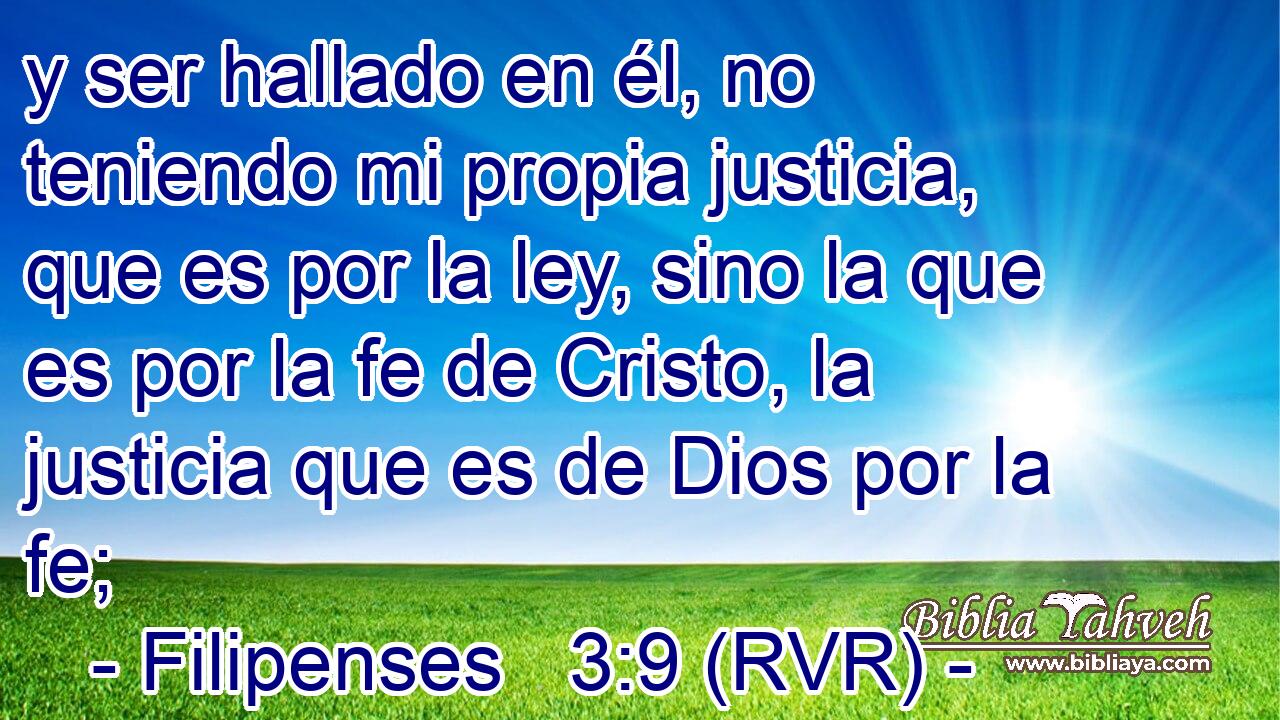 y ser hallado en él, no teniendo mi propia justicia, que es por la ley, sino la que es por la fe de Cristo, la justicia que es de Dios por la fe;
