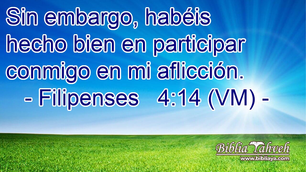  Sin embargo, habéis hecho bien en participar conmigo en mi aflicción. 