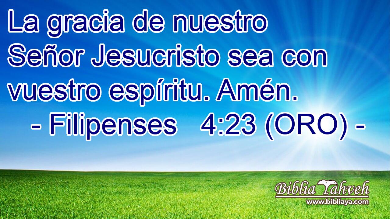  La gracia de nuestro Señor Jesucristo sea con vuestro espíritu. Amén. 