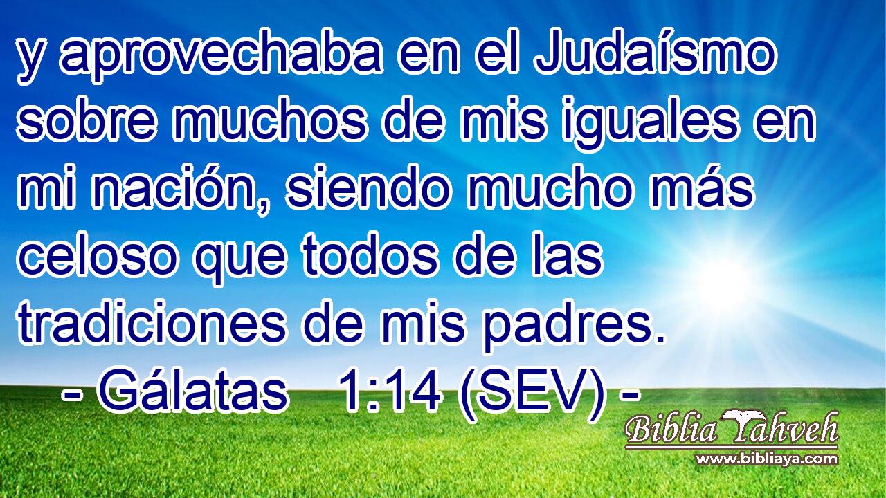 y aprovechaba en el Judaísmo sobre muchos de mis iguales en mi nación, siendo mucho más celoso que todos de las tradiciones de mis padres.