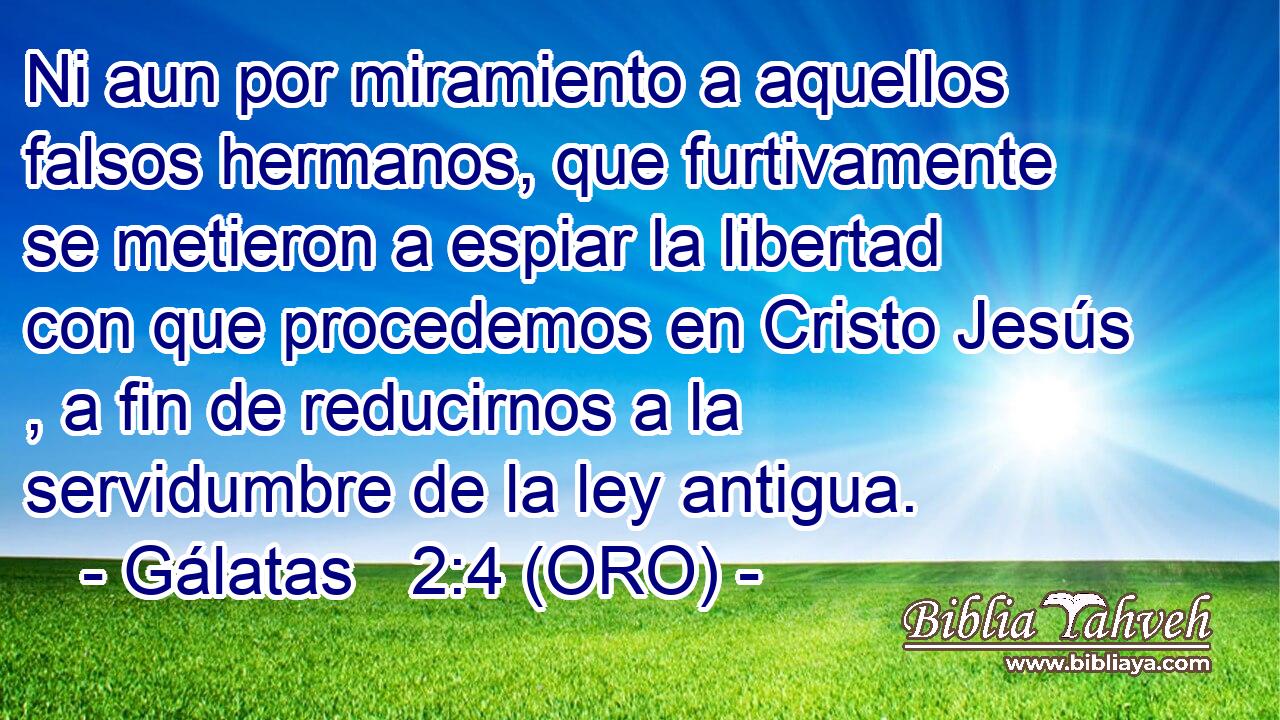  Ni aun por miramiento a aquellos falsos hermanos, que furtivamente se metieron a espiar la libertad con que procedemos en Cristo Jesús , a fin de reducirnos a la servidumbre de la ley antigua. 
