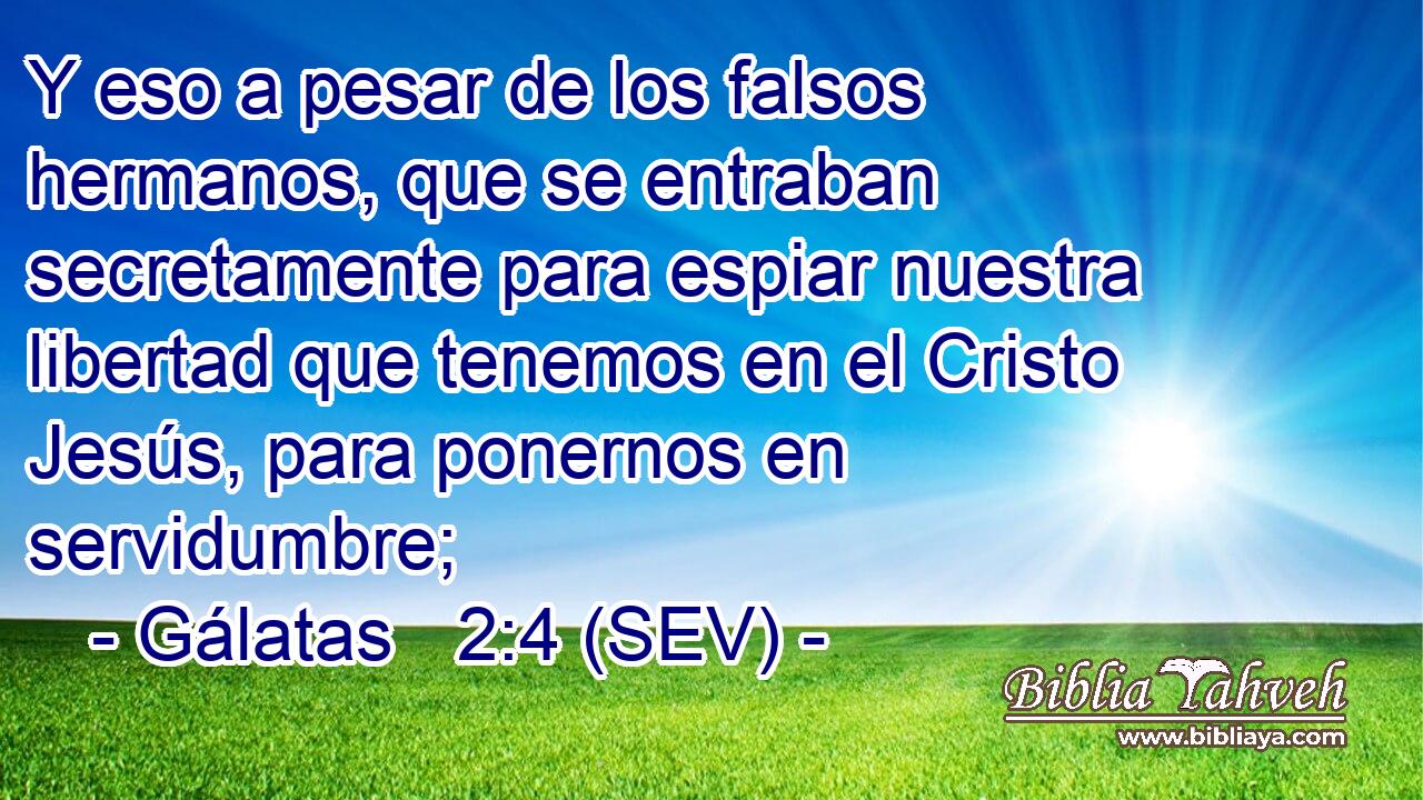 Y eso a pesar de los falsos hermanos, que se entraban secretamente para espiar nuestra libertad que tenemos en el Cristo Jesús, para ponernos en servidumbre;