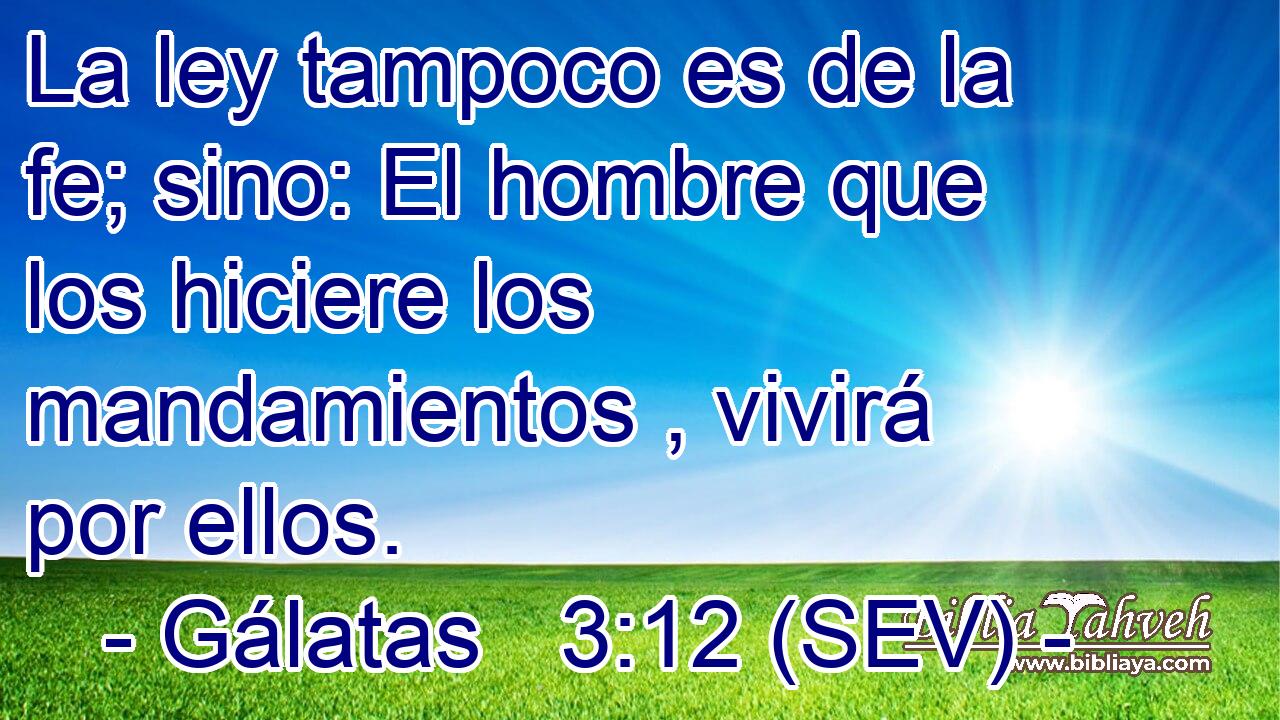 La ley tampoco es de la fe; sino: El hombre que los hiciere los mandamientos , vivirá por ellos.