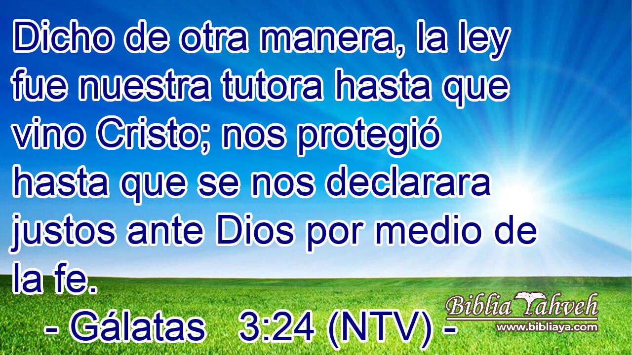 Dicho de otra manera, la ley fue nuestra tutora hasta que vino Cristo; nos protegió hasta que se nos declarara justos ante Dios por medio de la fe.
