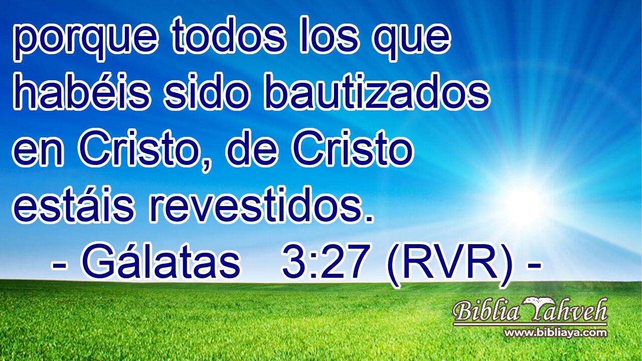 porque todos los que habéis sido bautizados en Cristo, de Cristo estáis revestidos.
