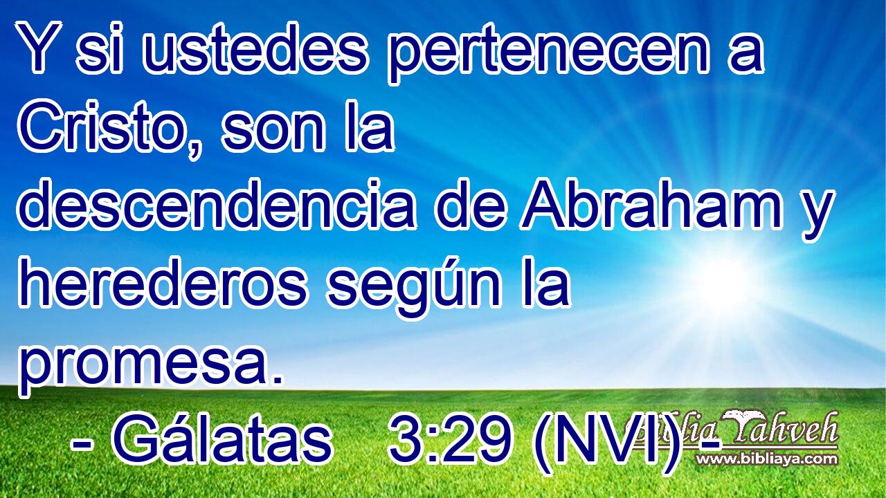  Y si ustedes pertenecen a Cristo, son la descendencia de Abraham y herederos según la promesa. 