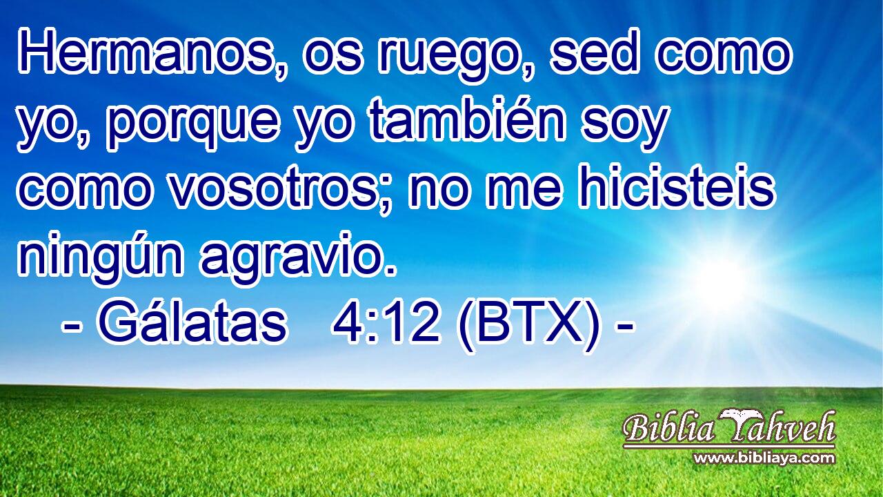Hermanos, os ruego, sed como yo, porque yo también soy como vosotros; no me hicisteis ningún agravio.