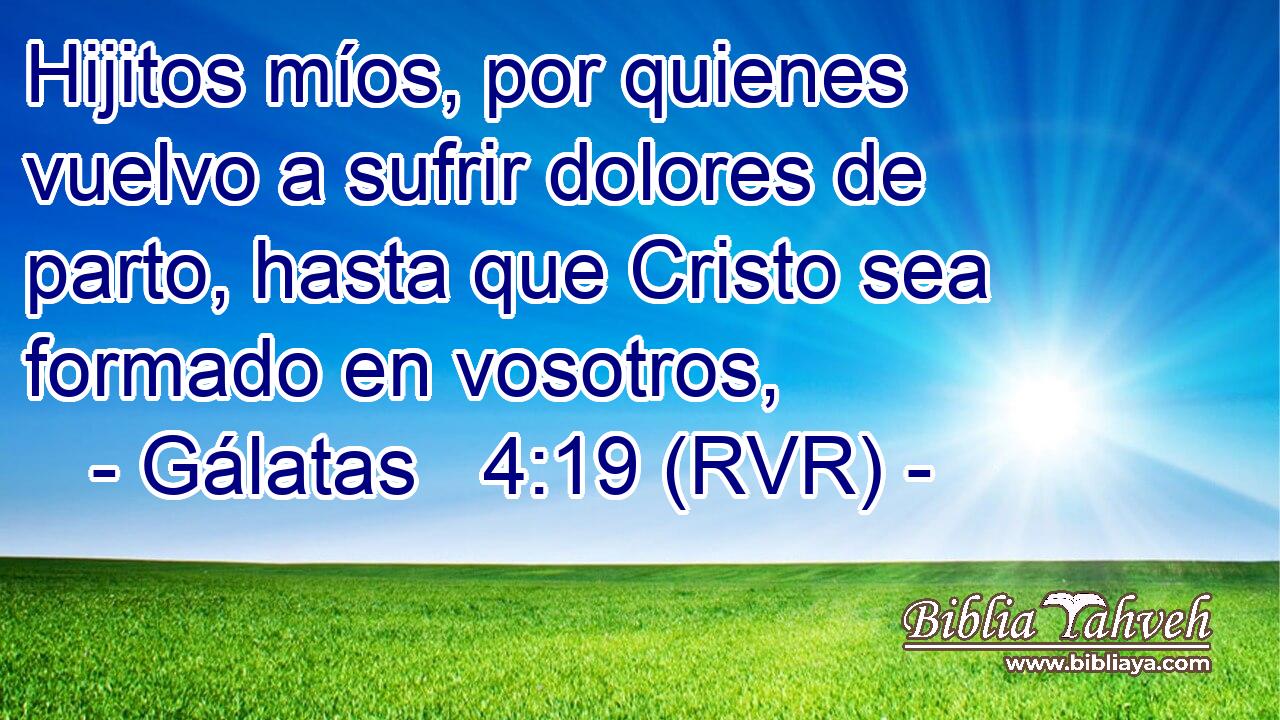 Hijitos míos, por quienes vuelvo a sufrir dolores de parto, hasta que Cristo sea formado en vosotros,