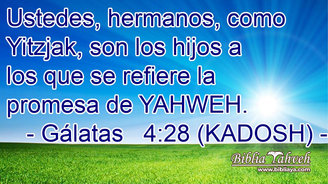  Ustedes, hermanos, como Yitzjak, son los hijos a los que se refiere la promesa de YAHWEH. 