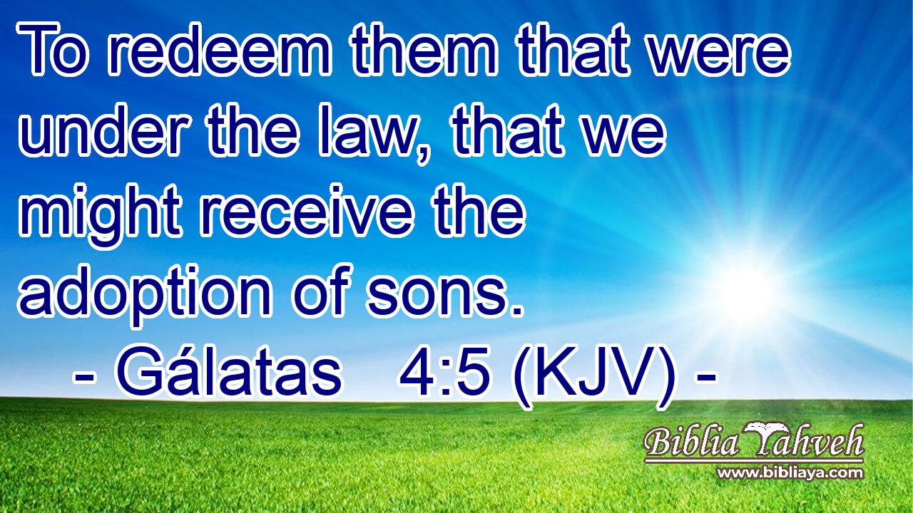 To redeem them that were under the law, that we might receive the adoption of sons.