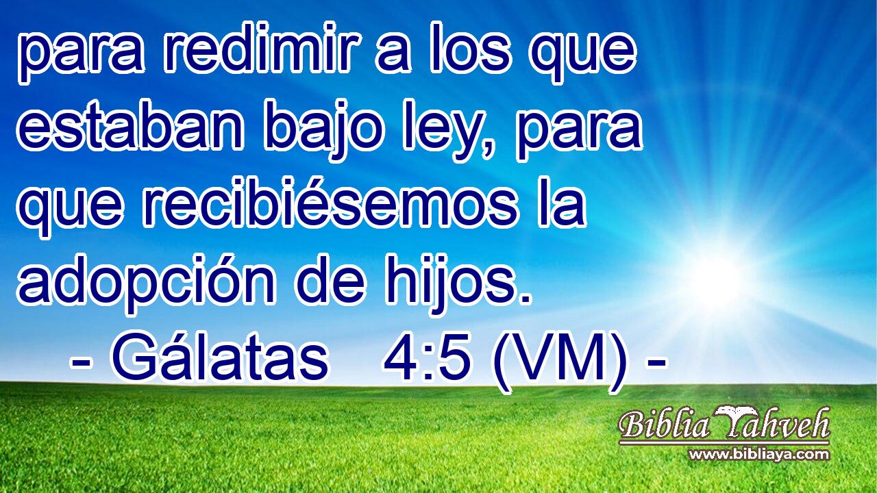  para redimir a los que estaban bajo ley, para que recibiésemos la adopción de hijos. 