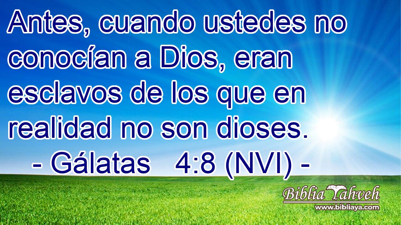  Antes, cuando ustedes no conocían a Dios, eran esclavos de los que en realidad no son dioses. 