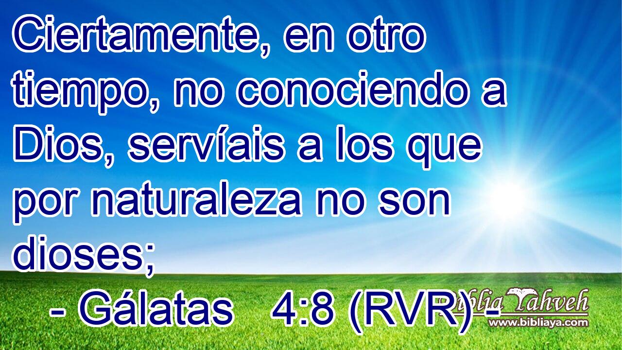 Ciertamente, en otro tiempo, no conociendo a Dios, servíais a los que por naturaleza no son dioses;