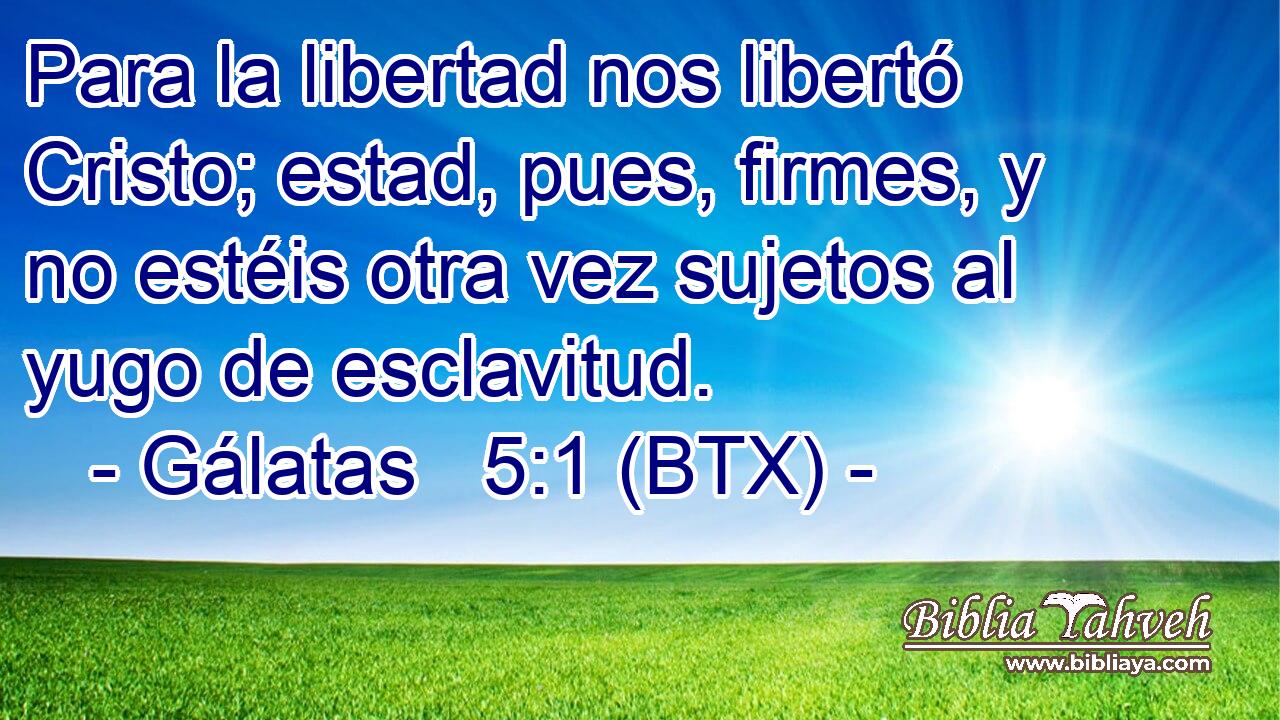 Para la libertad nos libertó Cristo; estad, pues, firmes, y no estéis otra vez sujetos al yugo de esclavitud.