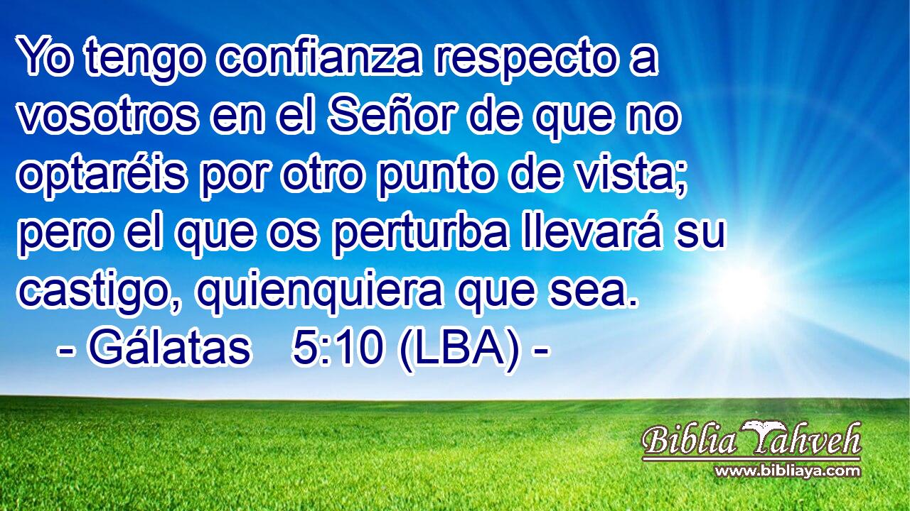 Yo tengo confianza respecto a vosotros en el Señor de que no optaréis por otro punto de vista; pero el que os perturba llevará su castigo, quienquiera que sea.
