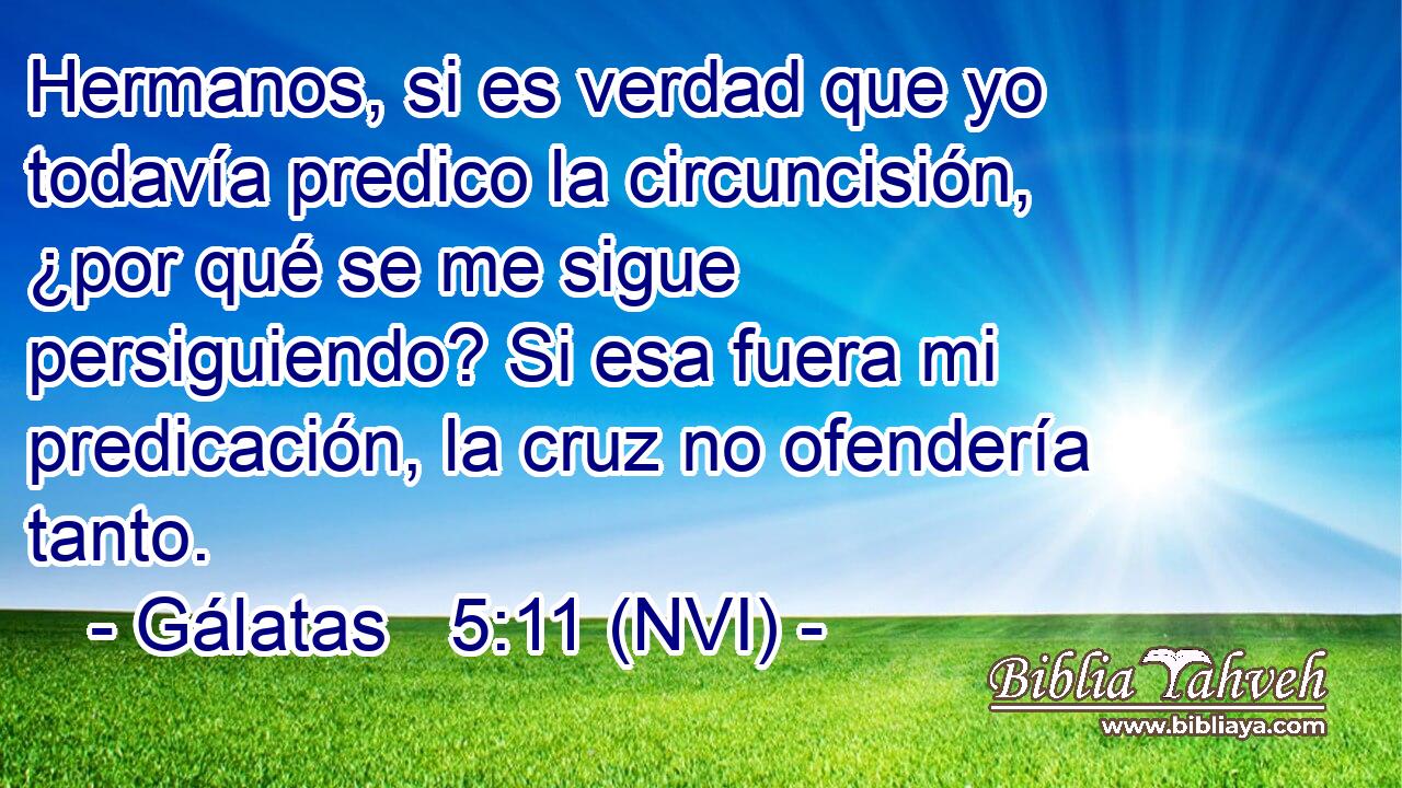  Hermanos, si es verdad que yo todavía predico la circuncisión, ¿por qué se me sigue persiguiendo? Si esa fuera mi predicación, la cruz no ofendería tanto. 