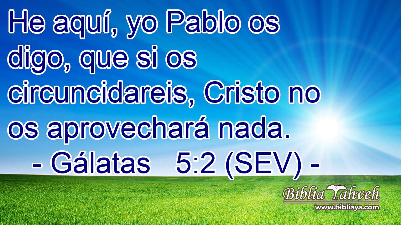 He aquí, yo Pablo os digo, que si os circuncidareis, Cristo no os aprovechará nada.