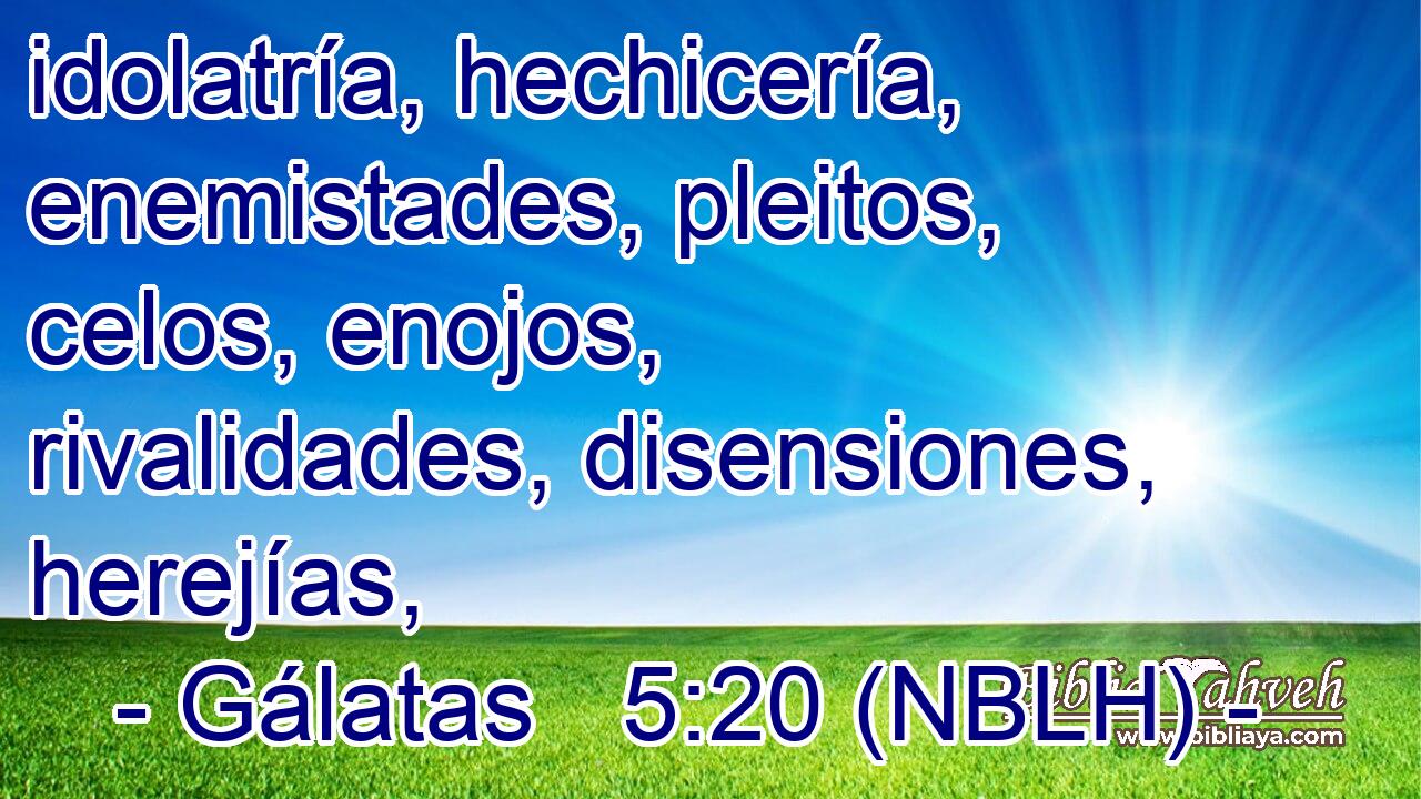  idolatría, hechicería, enemistades, pleitos, celos, enojos, rivalidades, disensiones, herejías, 