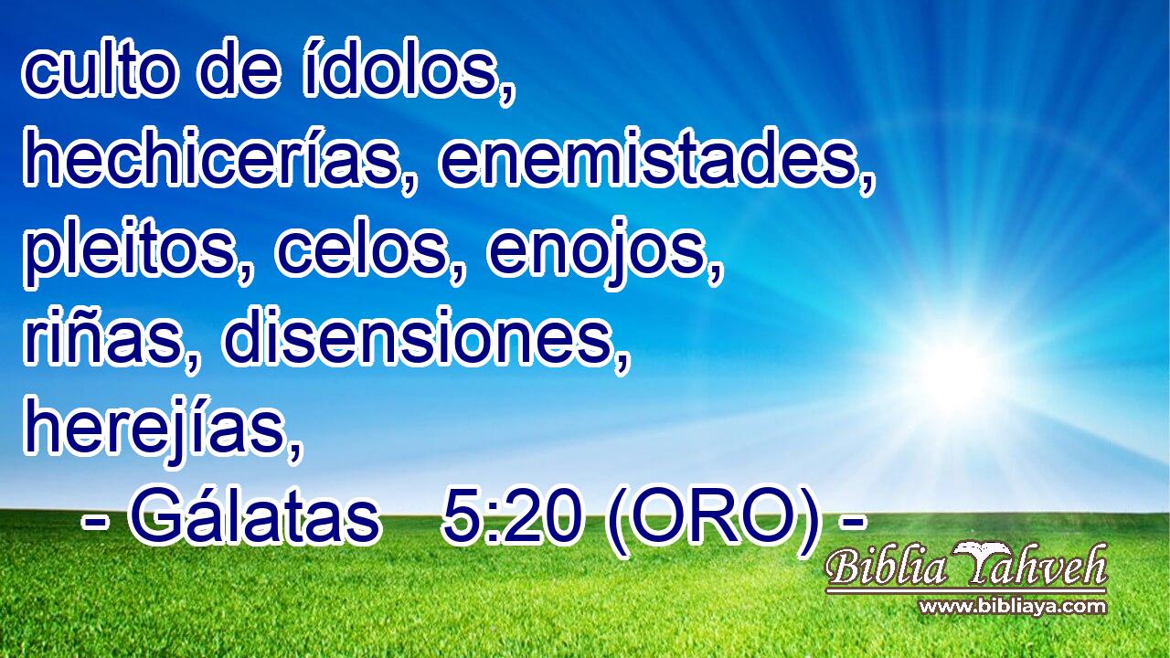 culto de ídolos, hechicerías, enemistades, pleitos, celos, enojos, riñas, disensiones, herejías, 