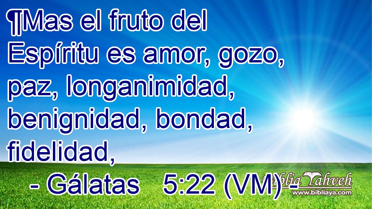  ¶Mas el fruto del Espíritu es amor, gozo, paz, longanimidad, benignidad, bondad, fidelidad, 