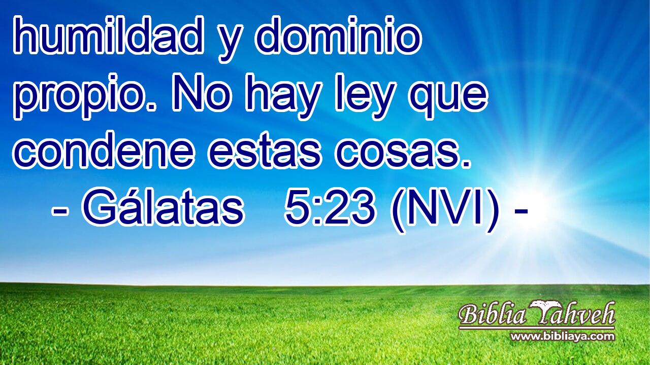  humildad y dominio propio. No hay ley que condene estas cosas. 