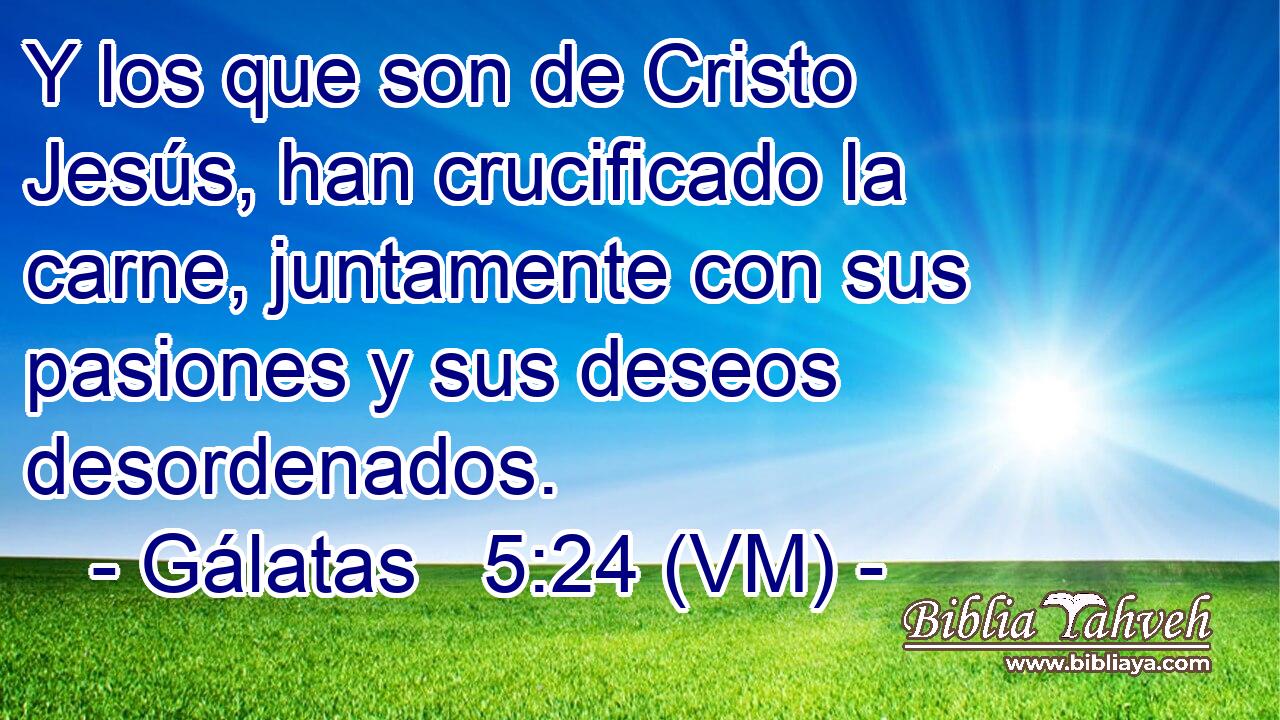  Y los que son de Cristo Jesús, han crucificado la carne, juntamente con sus pasiones y sus deseos desordenados. 