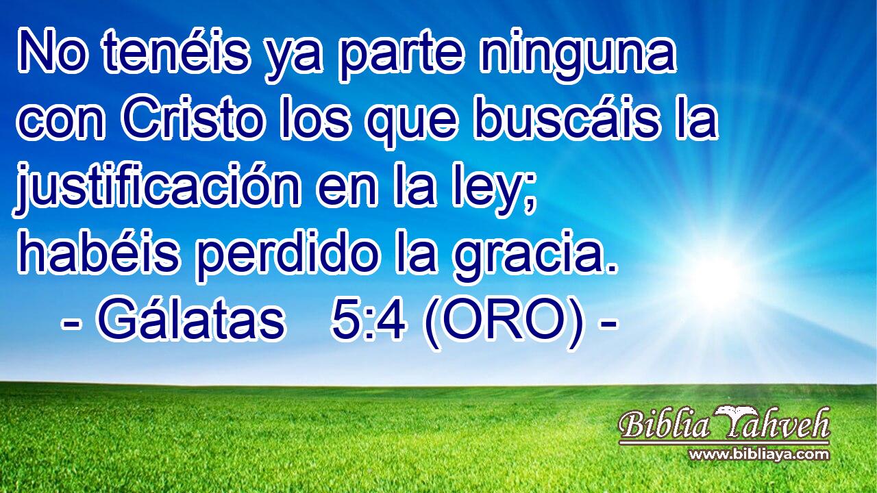  No tenéis ya parte ninguna con Cristo los que buscáis la justificación en la ley; habéis perdido la gracia. 