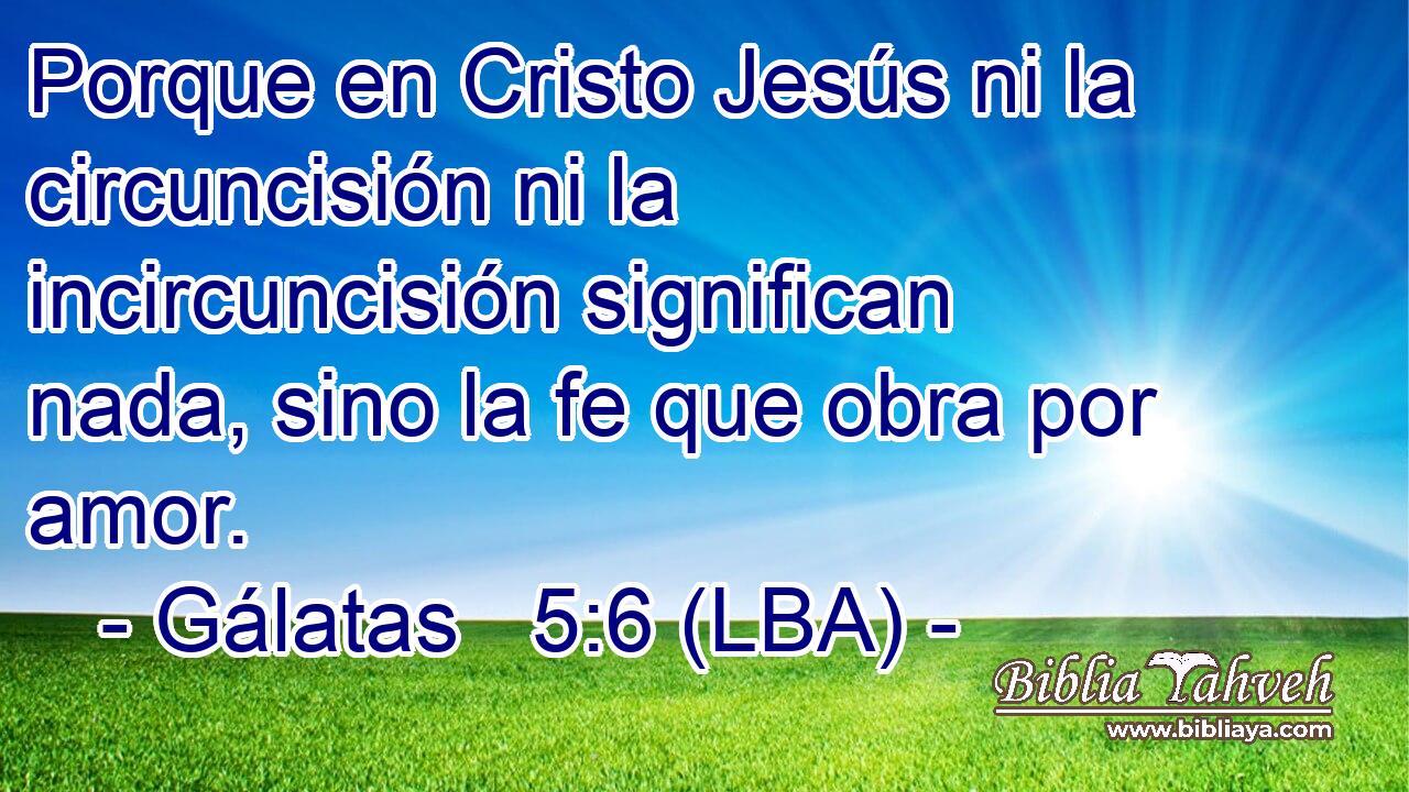 Porque en Cristo Jesús ni la circuncisión ni la incircuncisión significan nada, sino la fe que obra por amor.