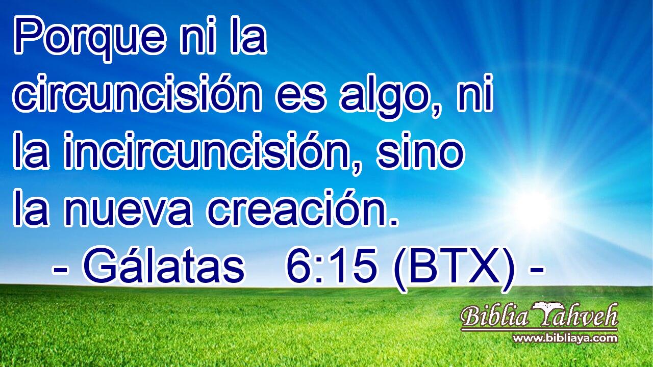 Porque ni la circuncisión es algo, ni la incircuncisión, sino la nueva creación.