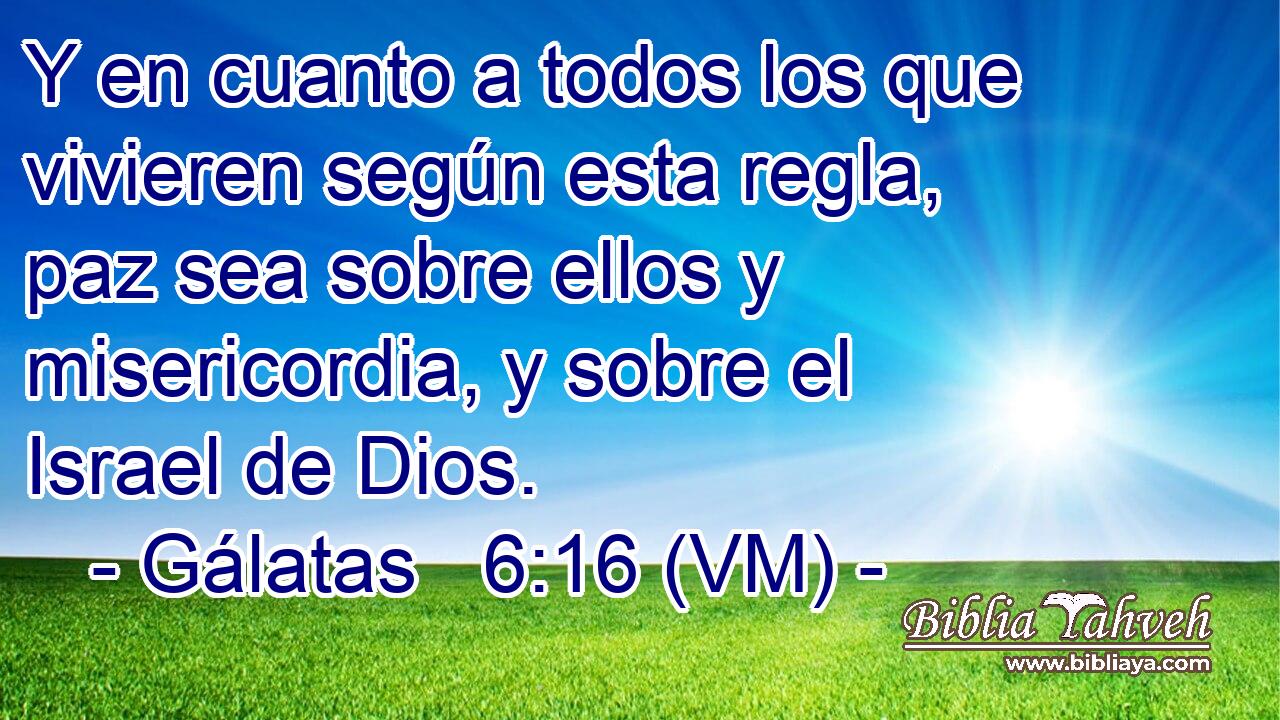  Y en cuanto a todos los que vivieren según esta regla, paz sea sobre ellos y misericordia, y sobre el Israel de Dios. 