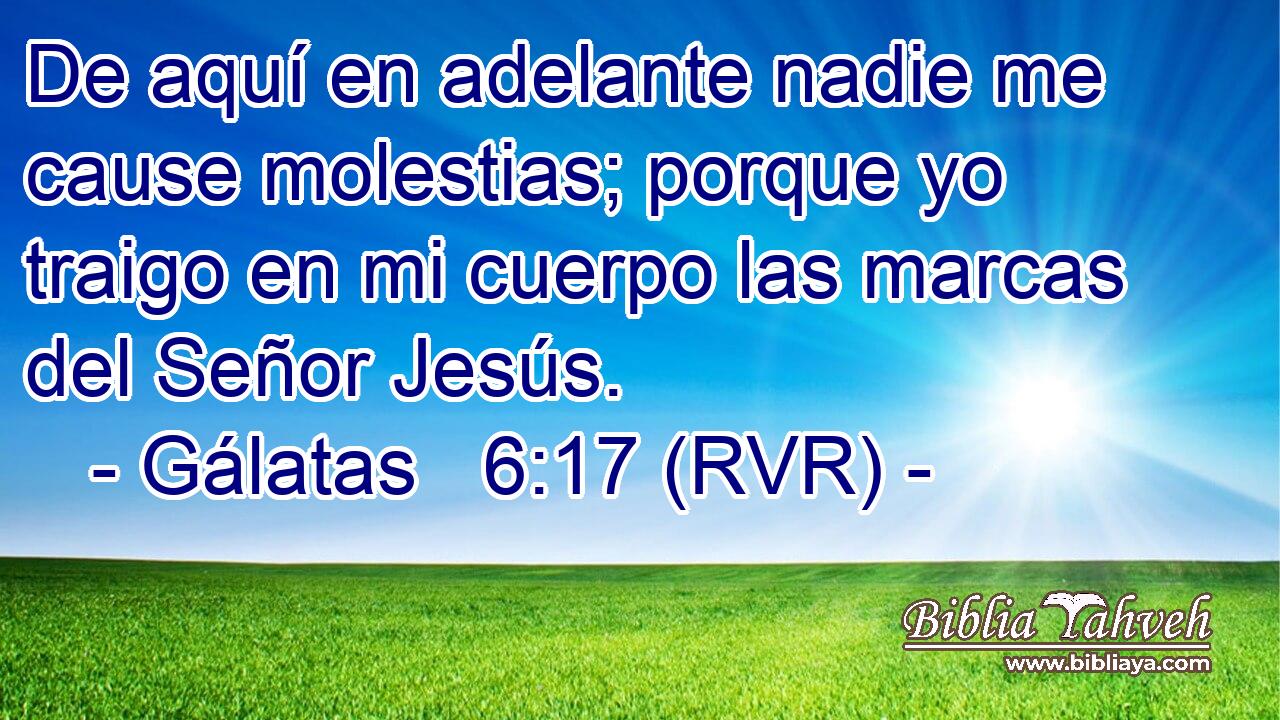 De aquí en adelante nadie me cause molestias; porque yo traigo en mi cuerpo las marcas del Señor Jesús.