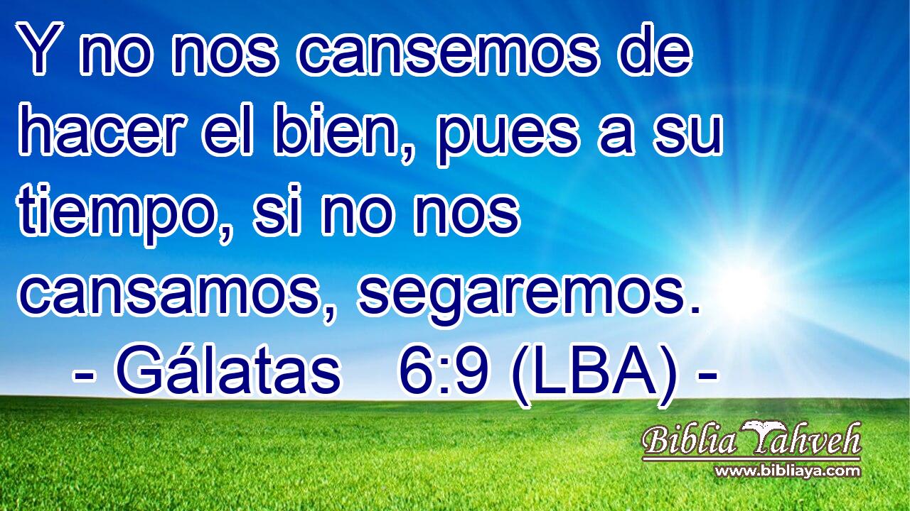 Y no nos cansemos de hacer el bien, pues a su tiempo, si no nos cansamos, segaremos.