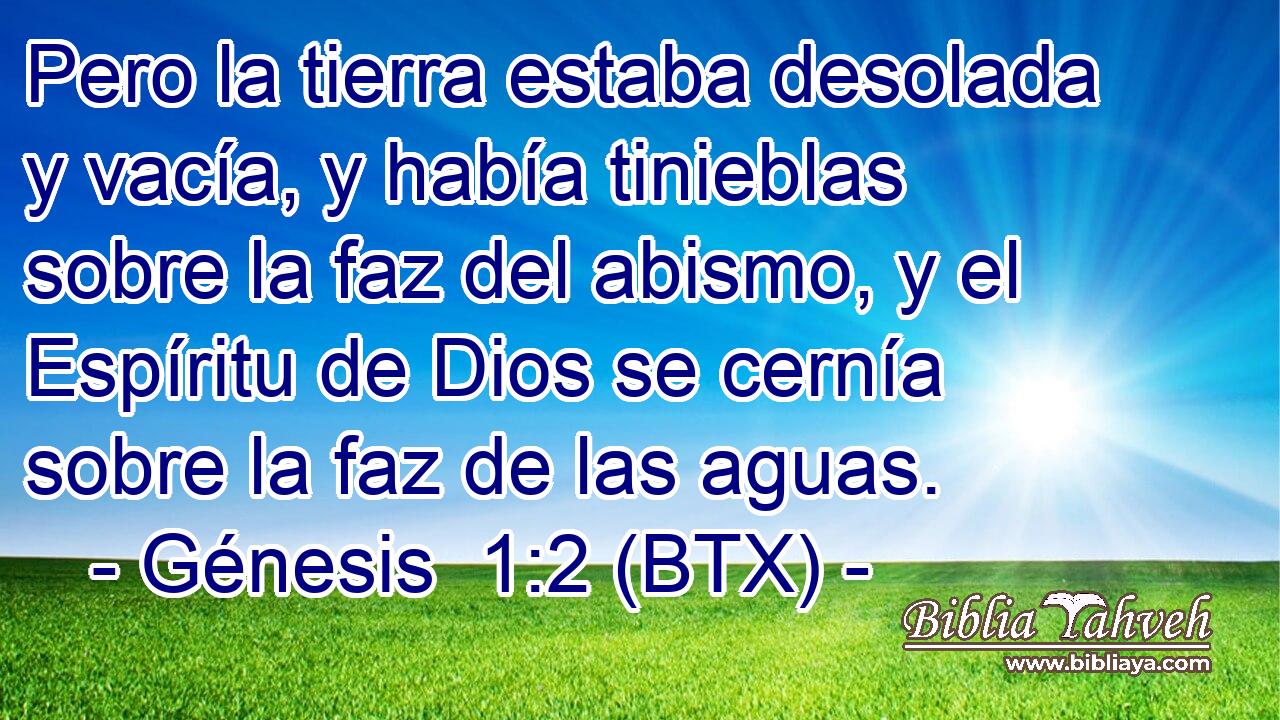 Pero la tierra estaba desolada y vacía, y había tinieblas sobre la faz del abismo, y el Espíritu de Dios se cernía sobre la faz de las aguas.