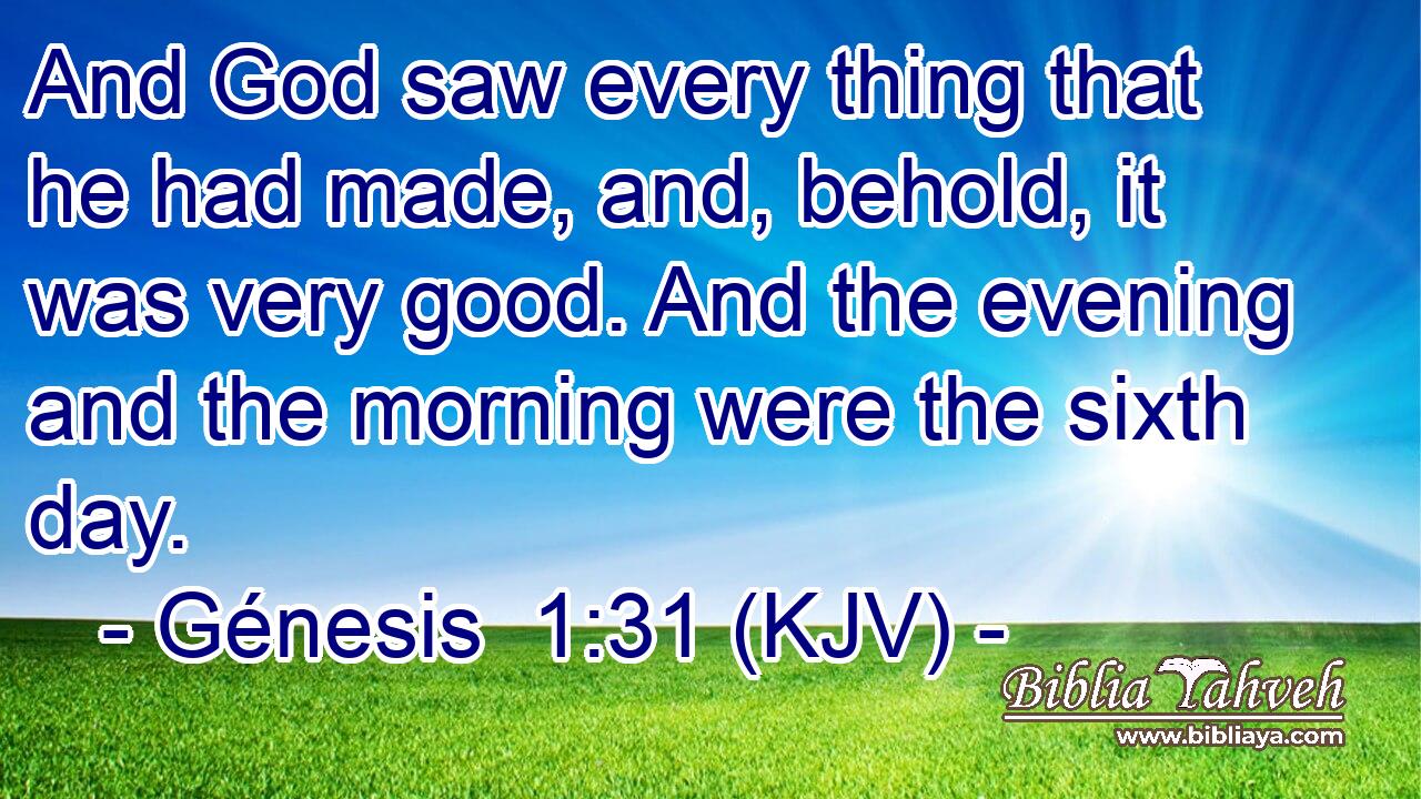 And God saw every thing that he had made, and, behold, it was very good. And the evening and the morning were the sixth day.