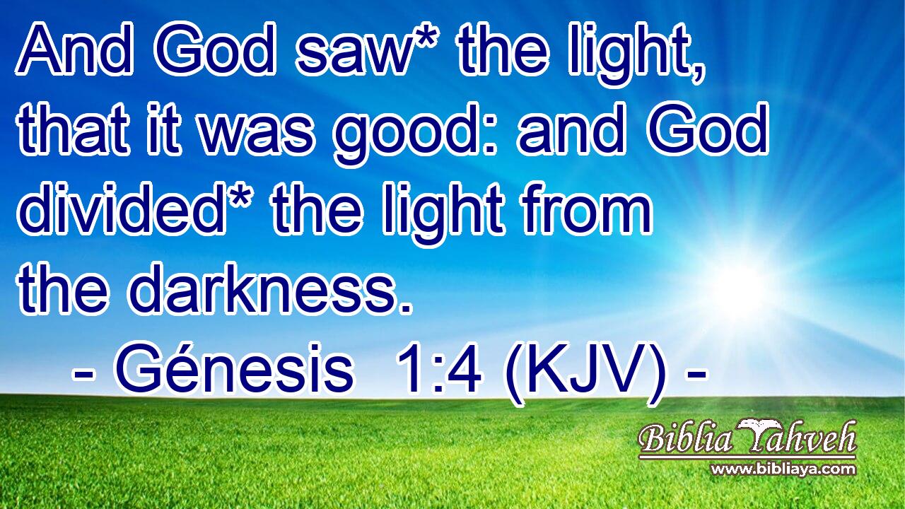 And God saw* the light, that it was good: and God divided* the light from the darkness.