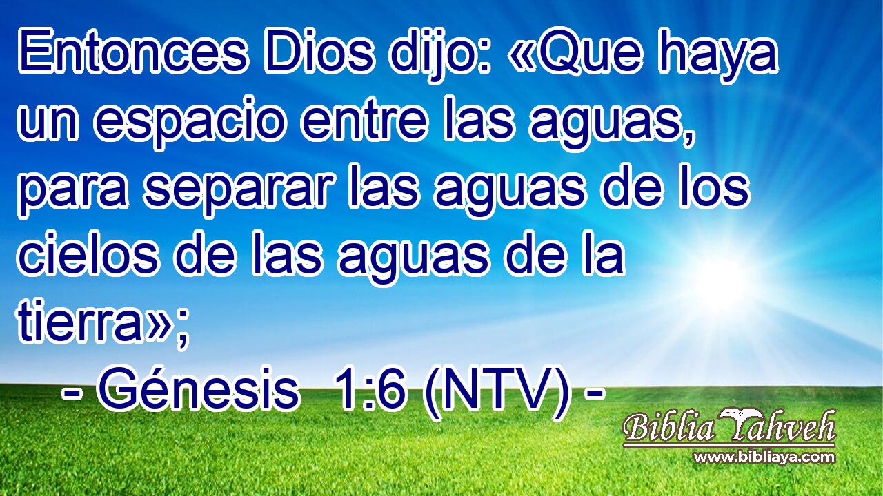 Entonces Dios dijo: «Que haya un espacio entre las aguas, para separar las aguas de los cielos de las aguas de la tierra»;