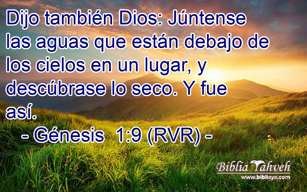 Dijo también Dios: Júntense las aguas que están debajo de los cielos en un lugar, y descúbrase lo seco. Y fue así.