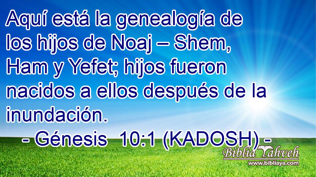  Aquí está la genealogía de los hijos de Noaj – Shem, Ham y Yefet; hijos fueron nacidos a ellos después de la inundación. 