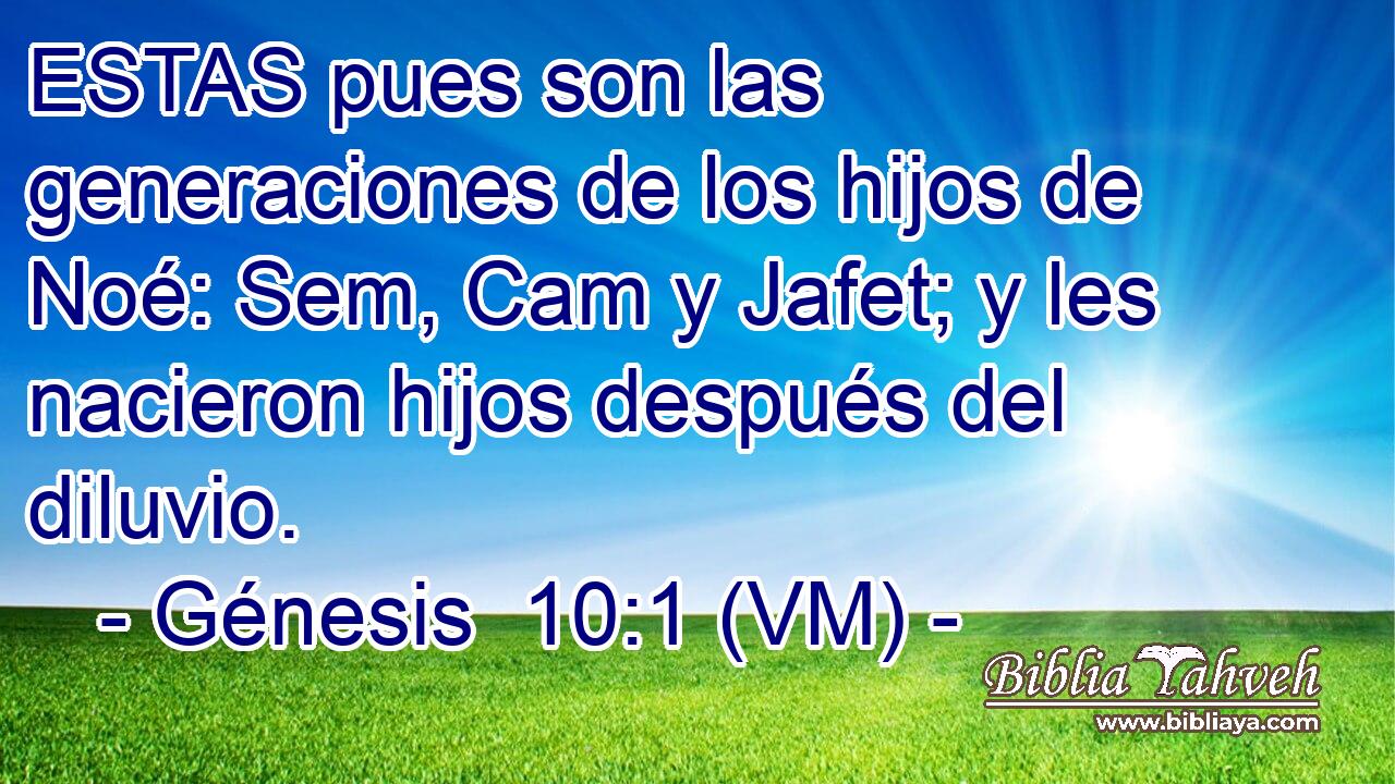 ESTAS pues son las generaciones de los hijos de Noé: Sem, Cam y Jafet; y les nacieron hijos después del diluvio. 