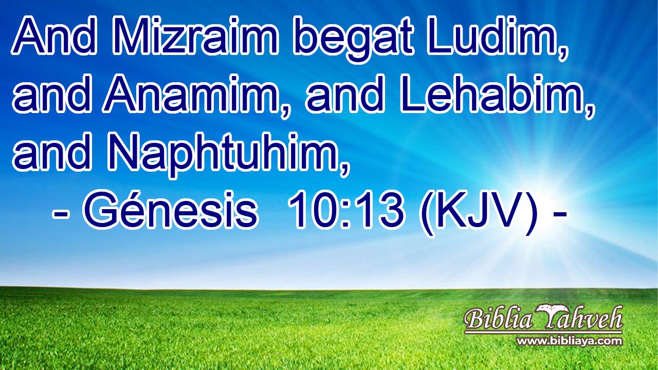 And Mizraim begat Ludim, and Anamim, and Lehabim, and Naphtuhim,