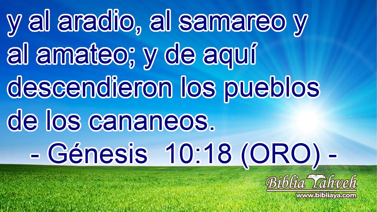  y al aradio, al samareo y al amateo; y de aquí descendieron los pueblos de los cananeos. 