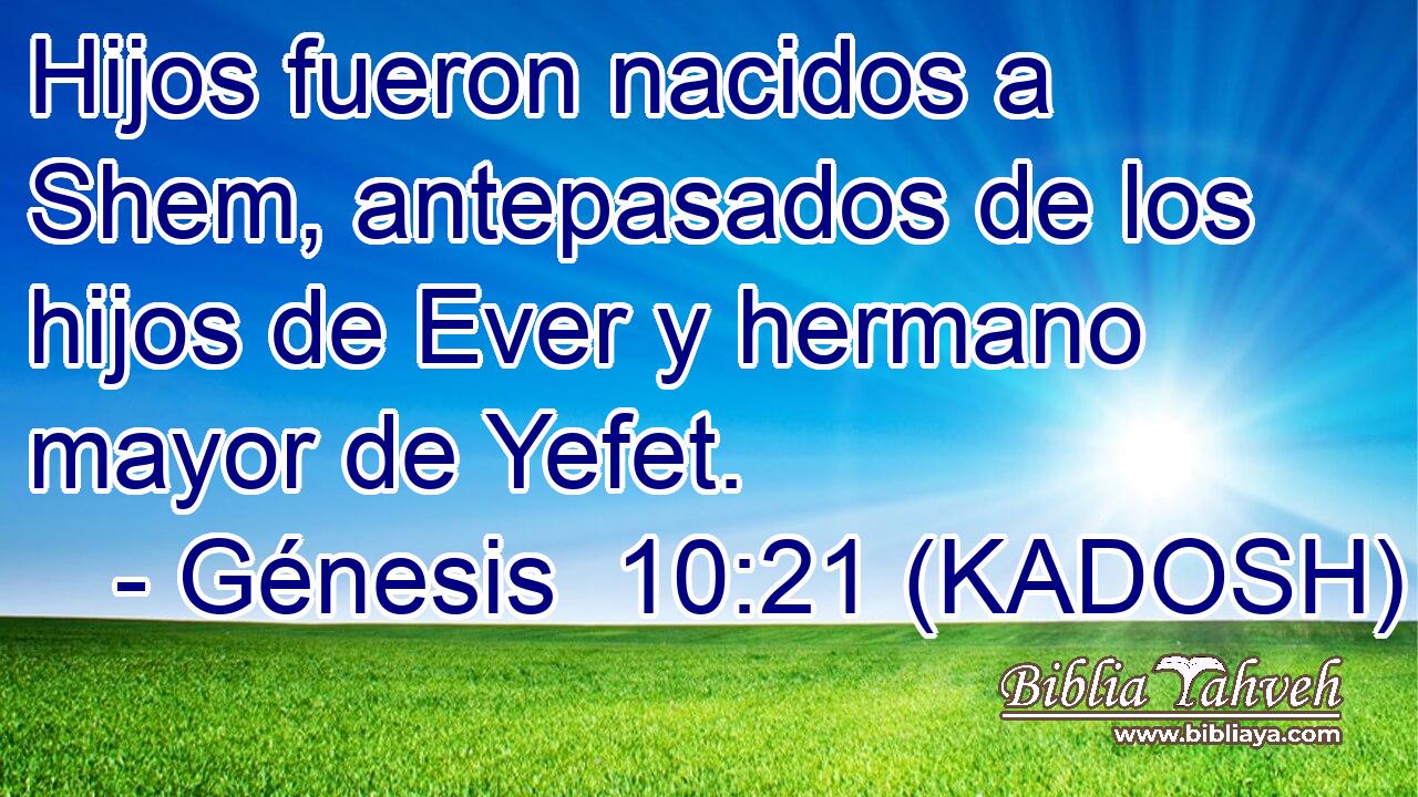  Hijos fueron nacidos a Shem, antepasados de los hijos de Ever y hermano mayor de Yefet. 