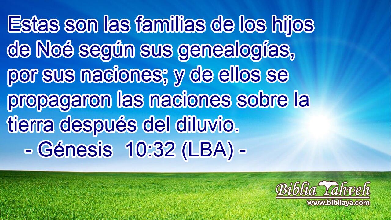 Estas son las familias de los hijos de Noé según sus genealogías, por sus naciones; y de ellos se propagaron las naciones sobre la tierra después del diluvio.