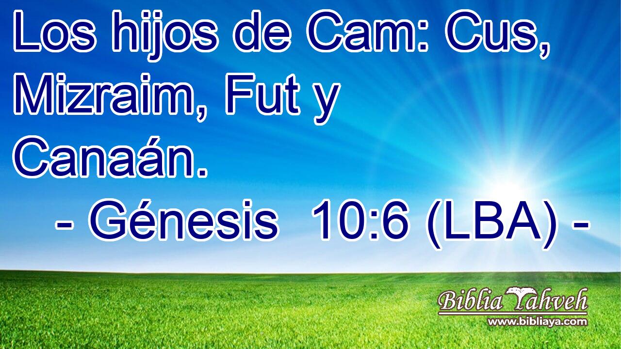 Los hijos de Cam: Cus, Mizraim, Fut y Canaán.